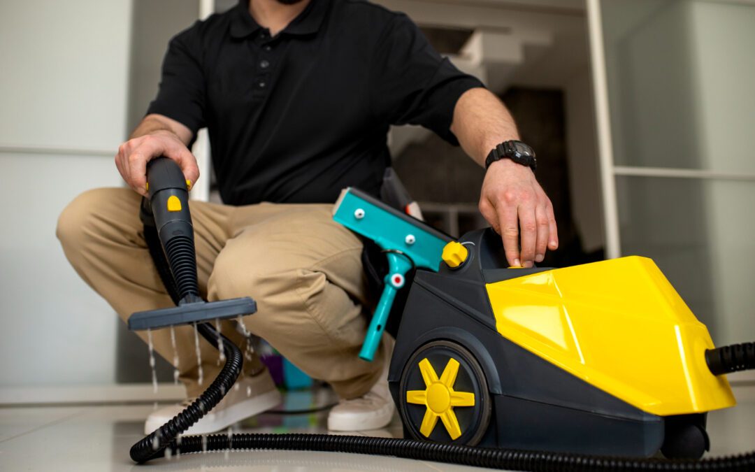 Man doing professional home cleaning service